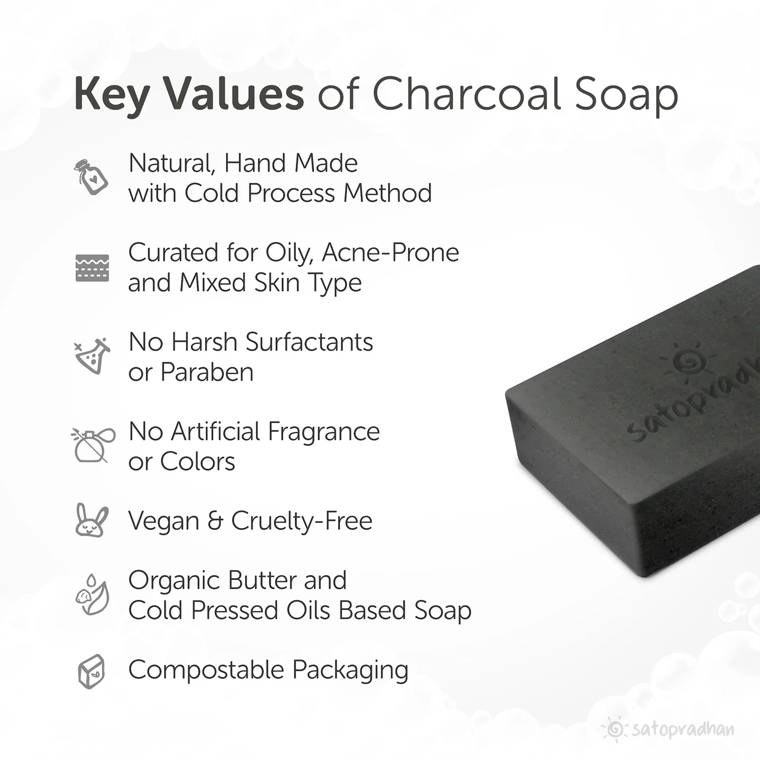 Activated Charcoal Multani Mitti Soap 100g - Detoxifying, Exfoliating & Clarifying | Handmade Cold Processed Soap Bar | Ideal for Oily & Acne Prone Skin - Image 2