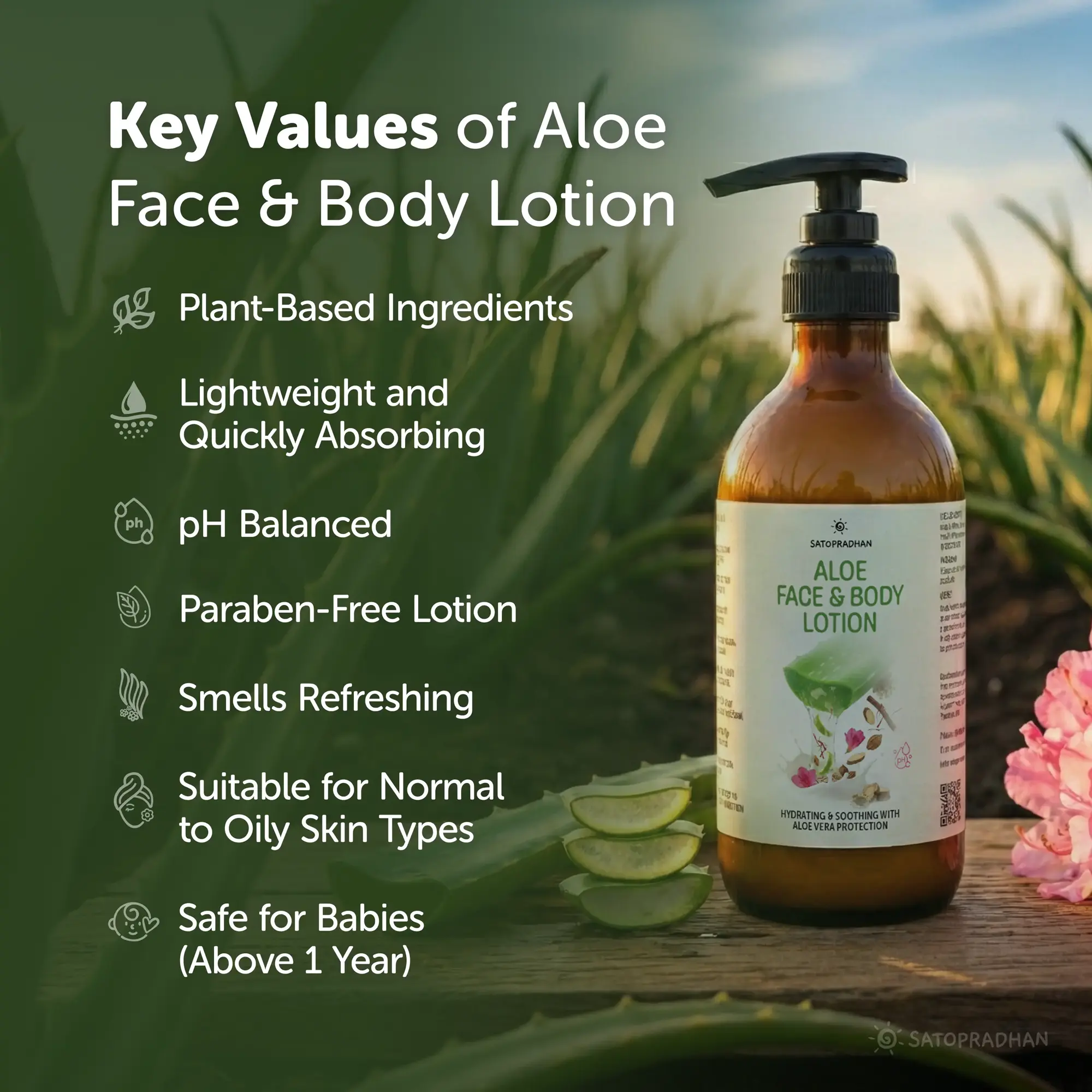 Aloe Face & Body Lotion 200ml - Lightweight & Non Sticky Moisturiser - Face & Body Cream - Natural, Pure & Vegan - Non- Toxic Face Lotion - Plant-Based Moisturizer - Image 3