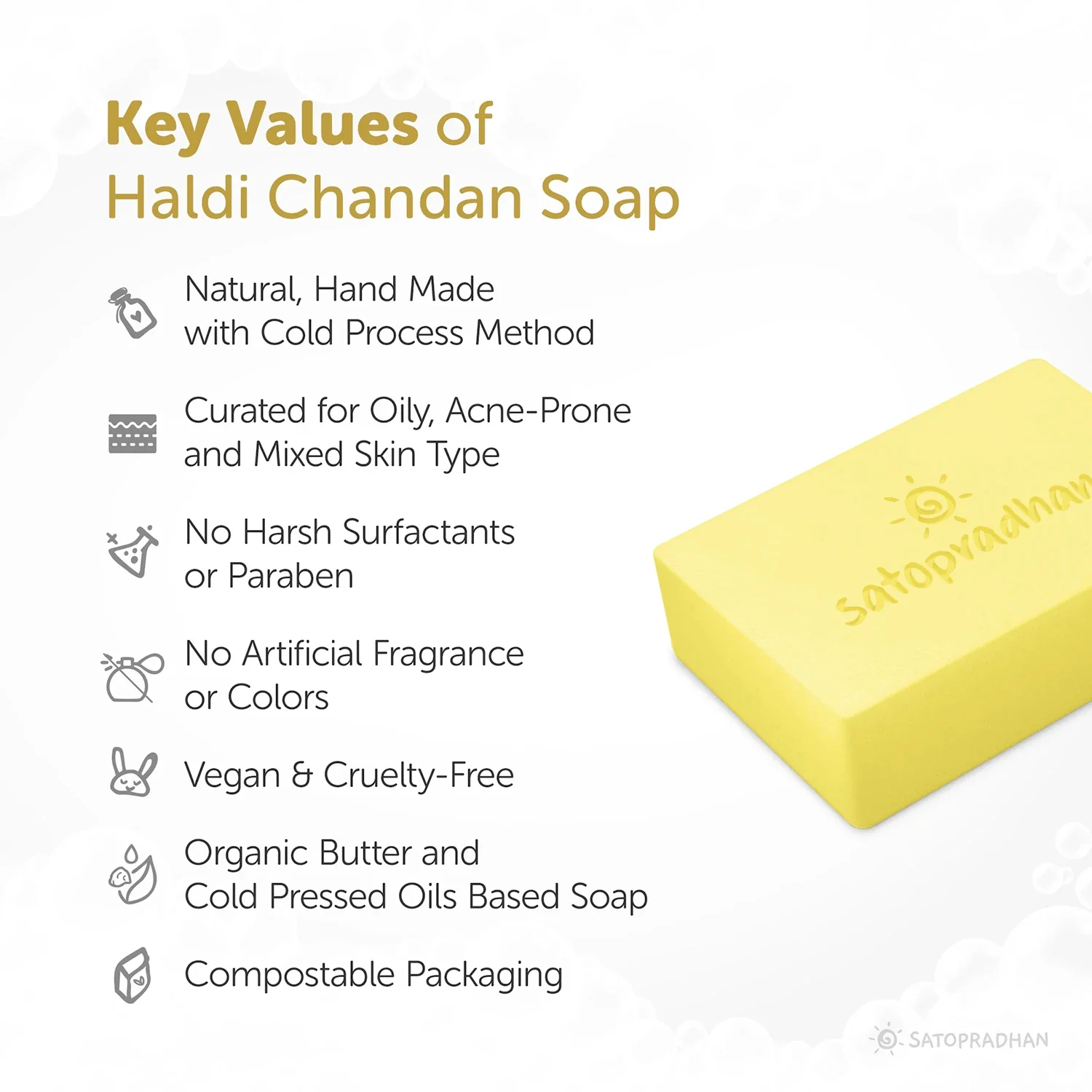 Anti-Ageing Haldi Chandan Soap 120g - Cold Processed Handmade Organic Vegan & Natural Soap - Image 3