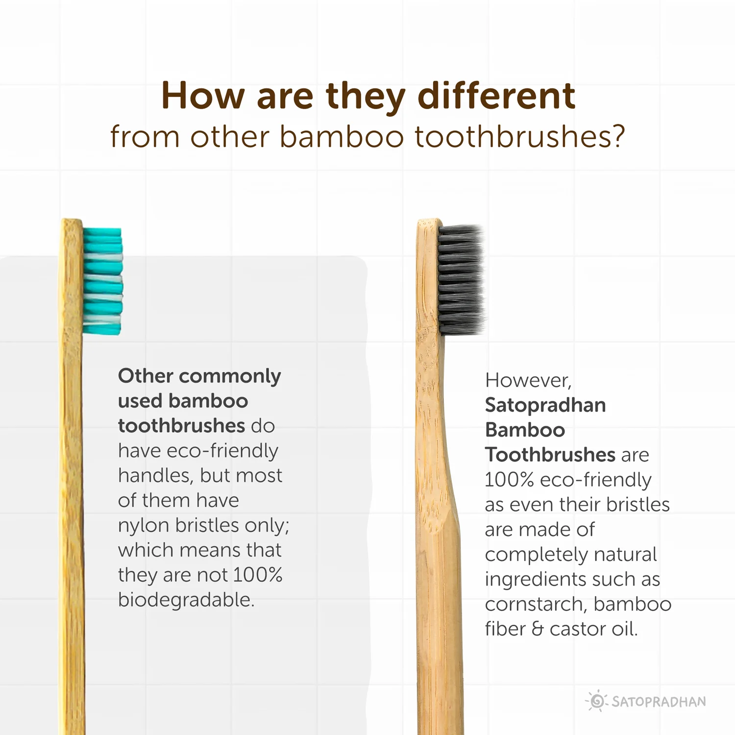 Set of 4 Bamboo Toothbrushes - Bamboo Handles & Gentle Dual Layer Bristles- Colored markings for easier identification - Image 5