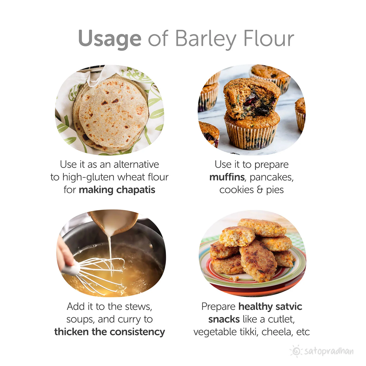 Barley Flour - Jau Ka Atta 800g - Traditionally Stone-Ground - Organic & Unadulterated, Wholesome, Low-Gluten & High Fibre - Hulled Barley /Jau Flour - Image 3