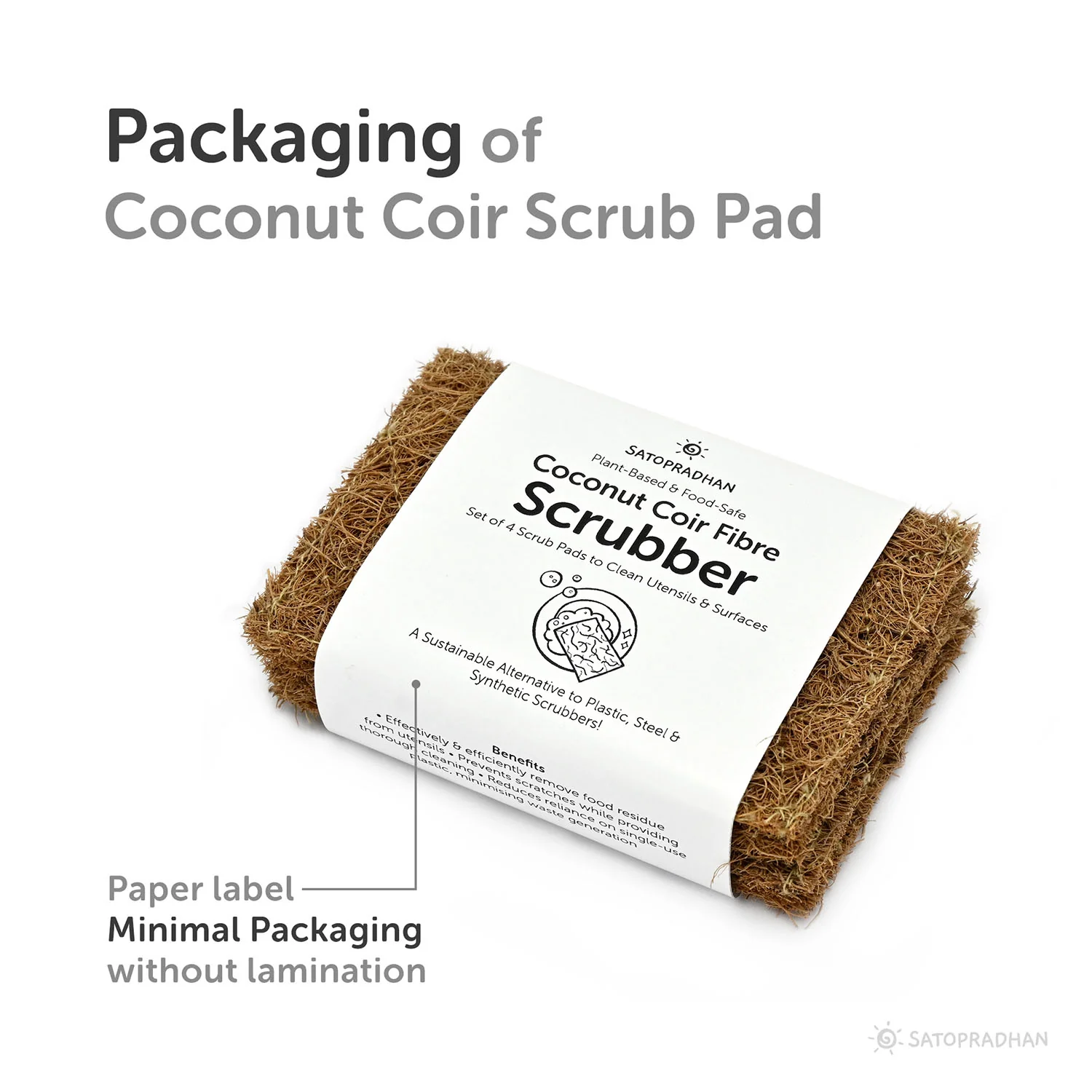 Coconut Coir Scrub Pad – Pack of 4 Natural Scrubbers for Dishwashing & Surface Cleaning – Non-Scratch & Eco Coconut Scrubber – Bound with Natural Latex – Biodegradable Kitchen Scrubber - Image 4