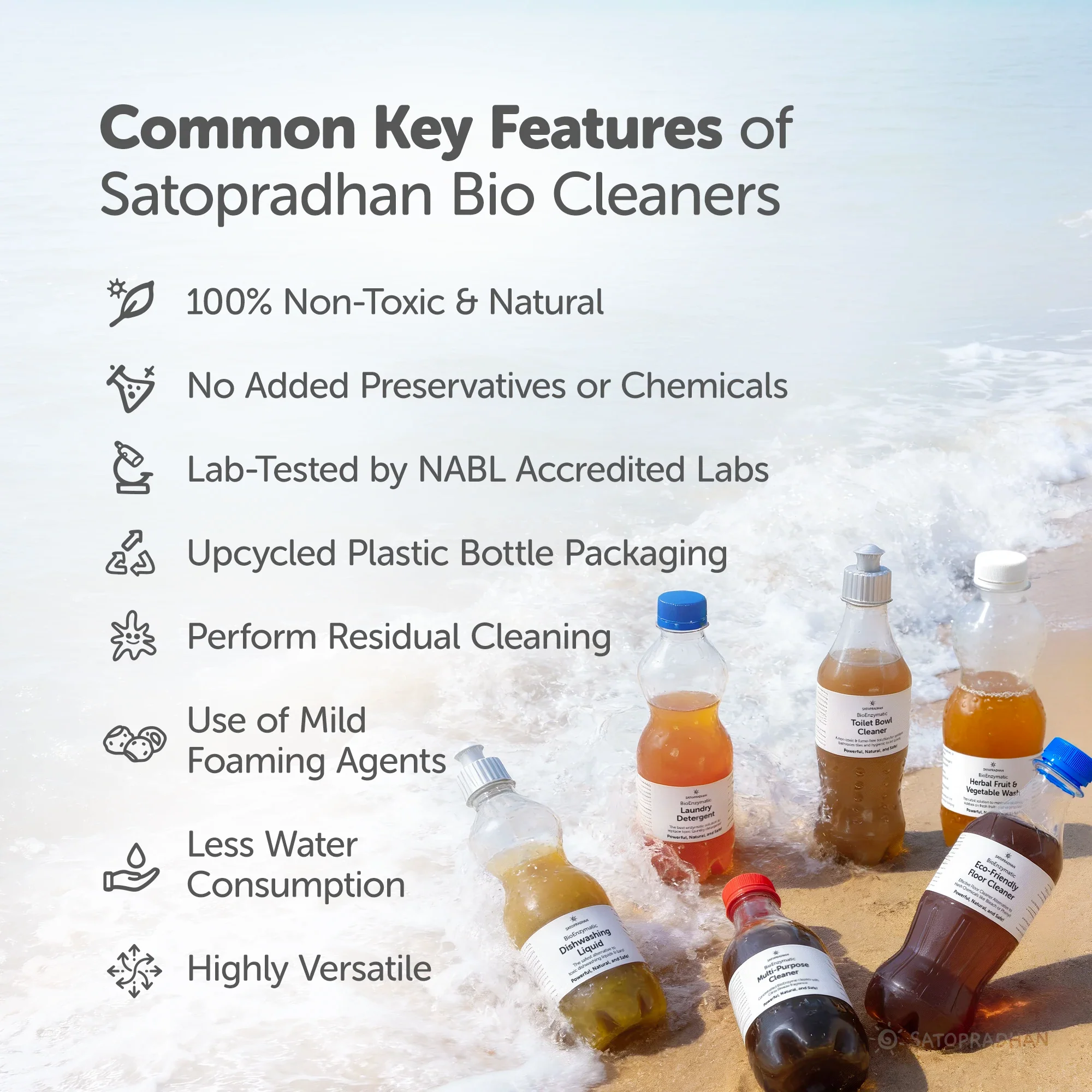 Eco Home Cleaners Trial Pack - 6 Bio Enzyme Based Natural Cleaners Free of Harmful Chemicals in Upcycled Plastic Bottles of 250ml - Image 3
