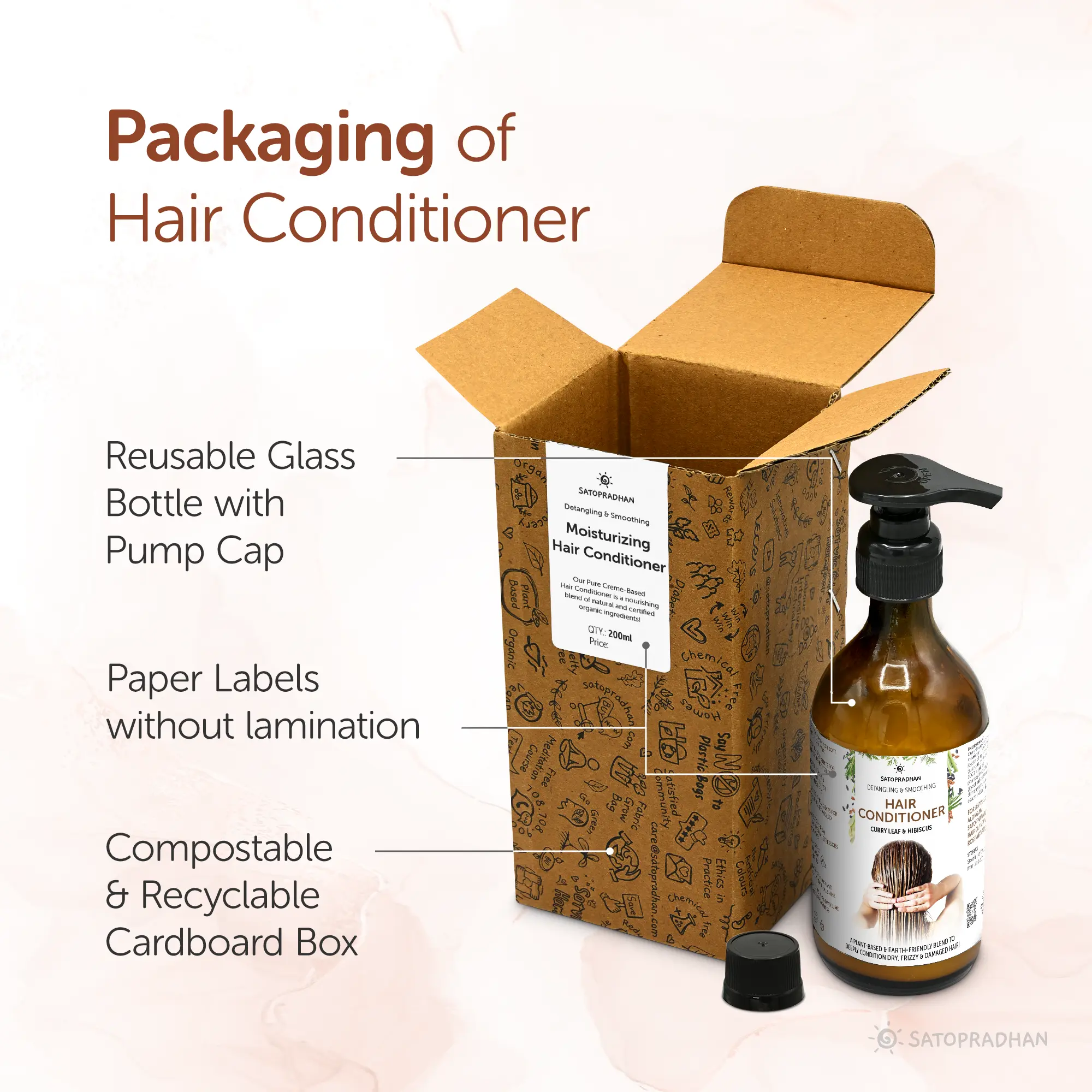 Moisturizing Hair Conditioner 200ml Glass Bottle / 900ml Refill in Upcycled Plastic Bottle - Post Wash Hair Conditioner - Nourishes & Detangles Hair - Best for Dry & Damaged Hair - Image 6