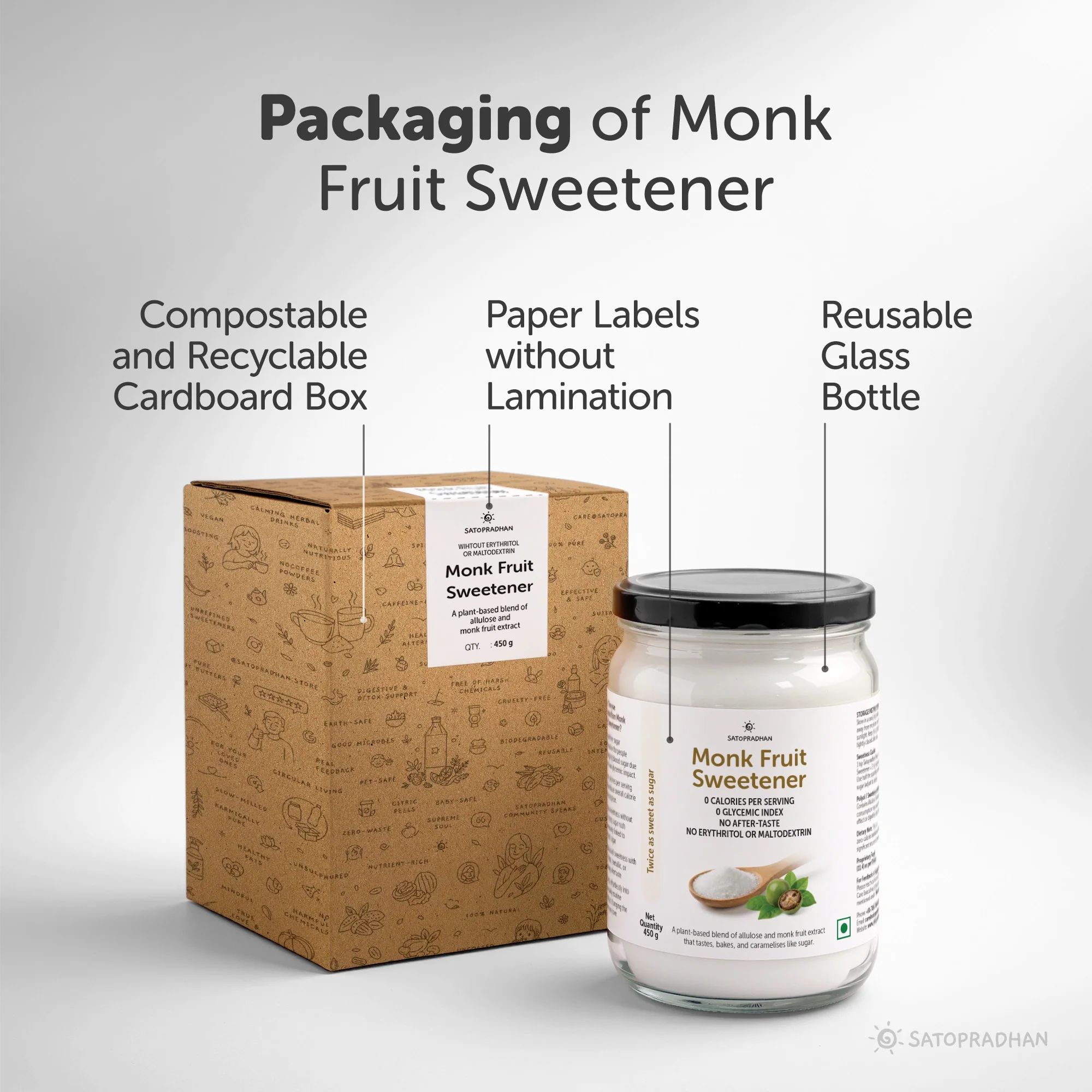 Monk Fruit Sweetener Powder with Allulose 450g - Plant-Based Sugar Substitute - Keto & Diabetic-Friendly - 1:2 Sugar Replacer - Image 12