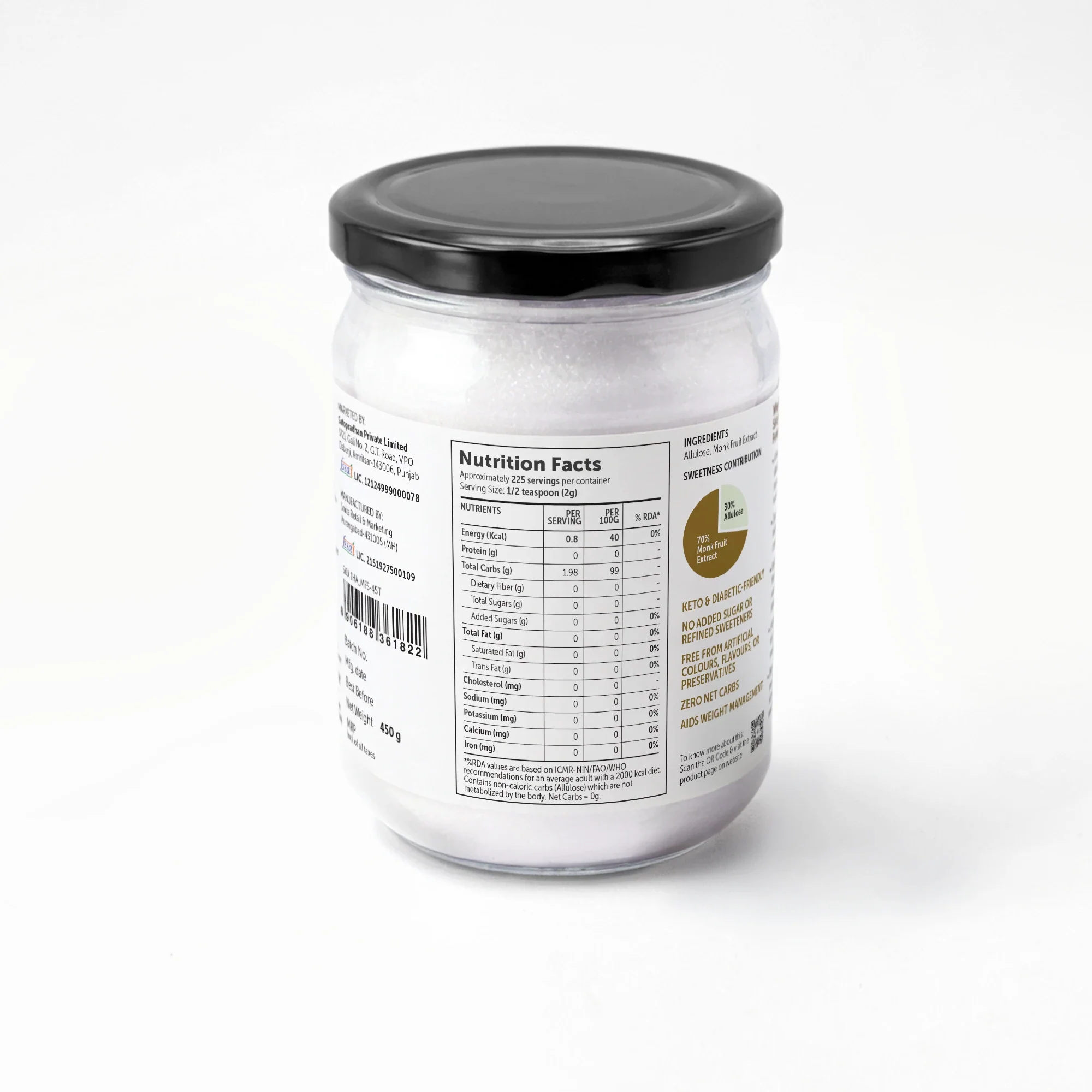 Monk Fruit Sweetener Powder with Allulose 450g - Plant-Based Sugar Substitute - Keto & Diabetic-Friendly - 1:2 Sugar Replacer - Image 14