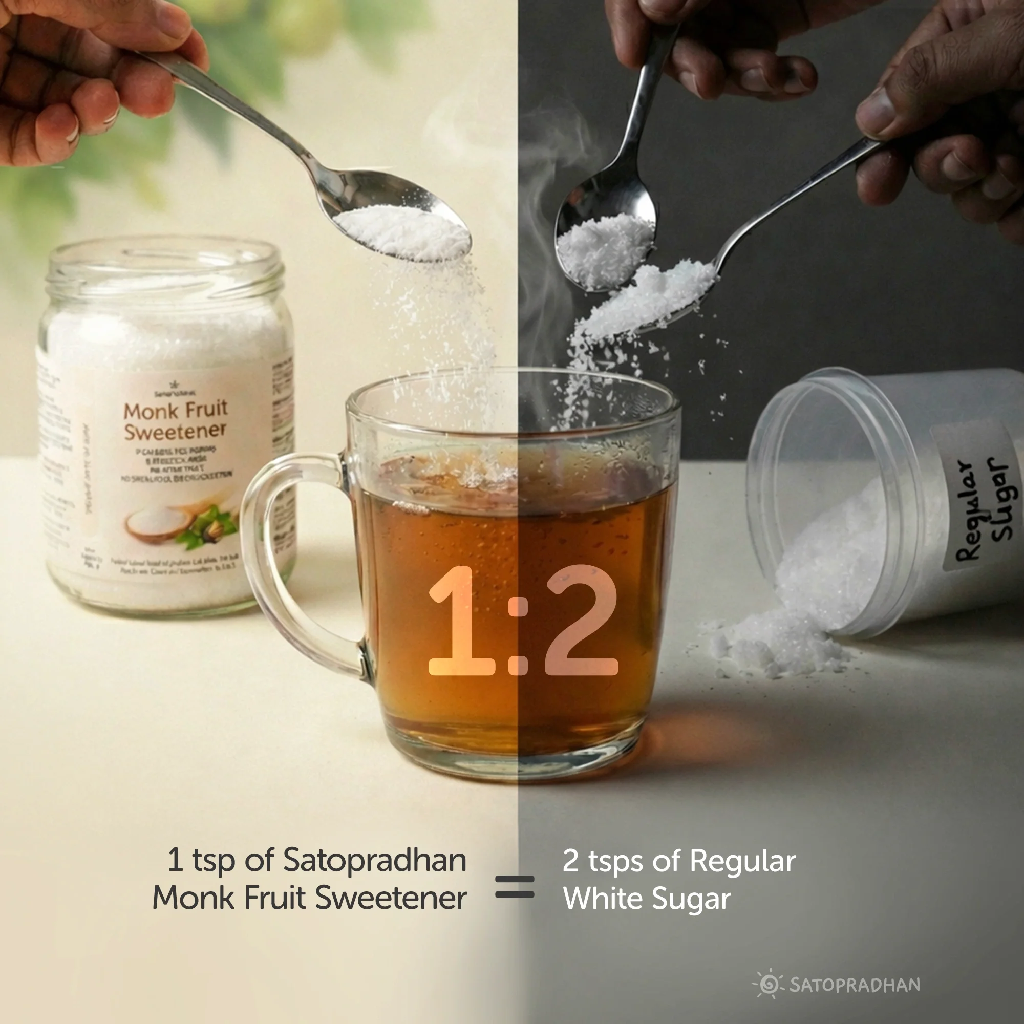 Monk Fruit Sweetener Powder with Allulose 450g - Plant-Based Sugar Substitute - Keto & Diabetic-Friendly - 1:2 Sugar Replacer - Image 6