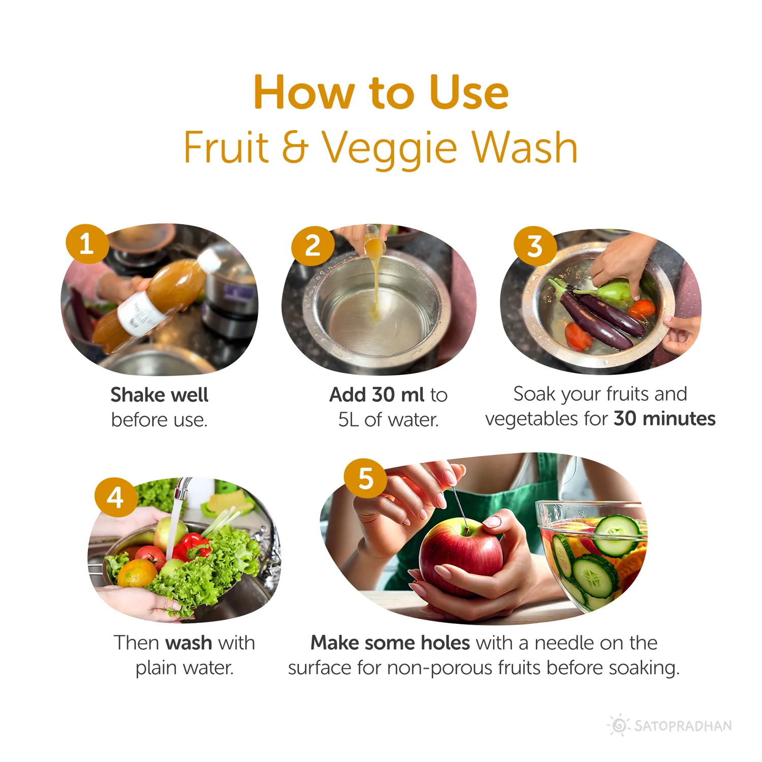 Natural Fruit & Vegetable Wash 750ml/1.9L - Bioenzyme Based Produce Cleaner - Chemical-Free Vegetable Wash Liquid Cleaner - Image 4