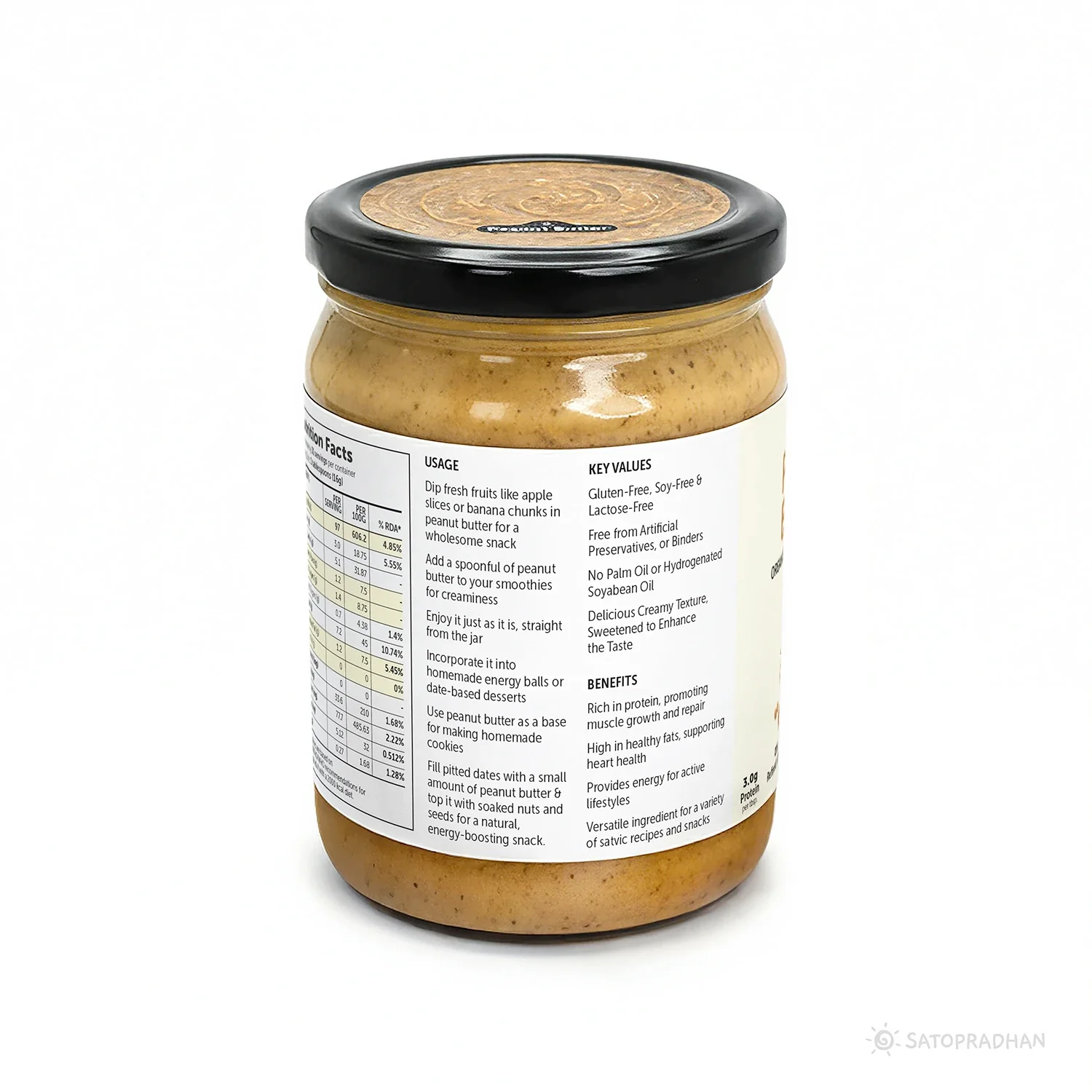 Natural Peanut Butter Crunchy 500g - Mildly Sweetened with Organic Jaggery Powder - All Natural, Gluten-Free, Organic, Healthy & Vegan - Ideal for Keto & Vegan Diets, Gym Goers, & Healthy Snacks - Image 10