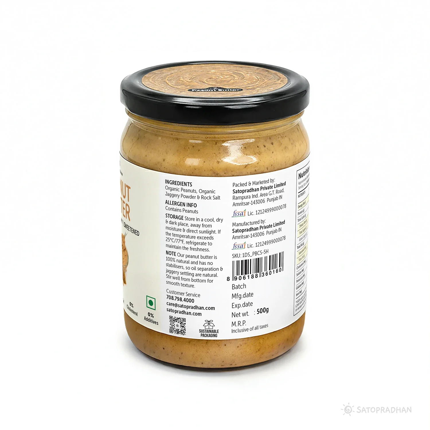 Natural Peanut Butter Crunchy 500g - Mildly Sweetened with Organic Jaggery Powder - All Natural, Gluten-Free, Organic, Healthy & Vegan - Ideal for Keto & Vegan Diets, Gym Goers, & Healthy Snacks - Image 11