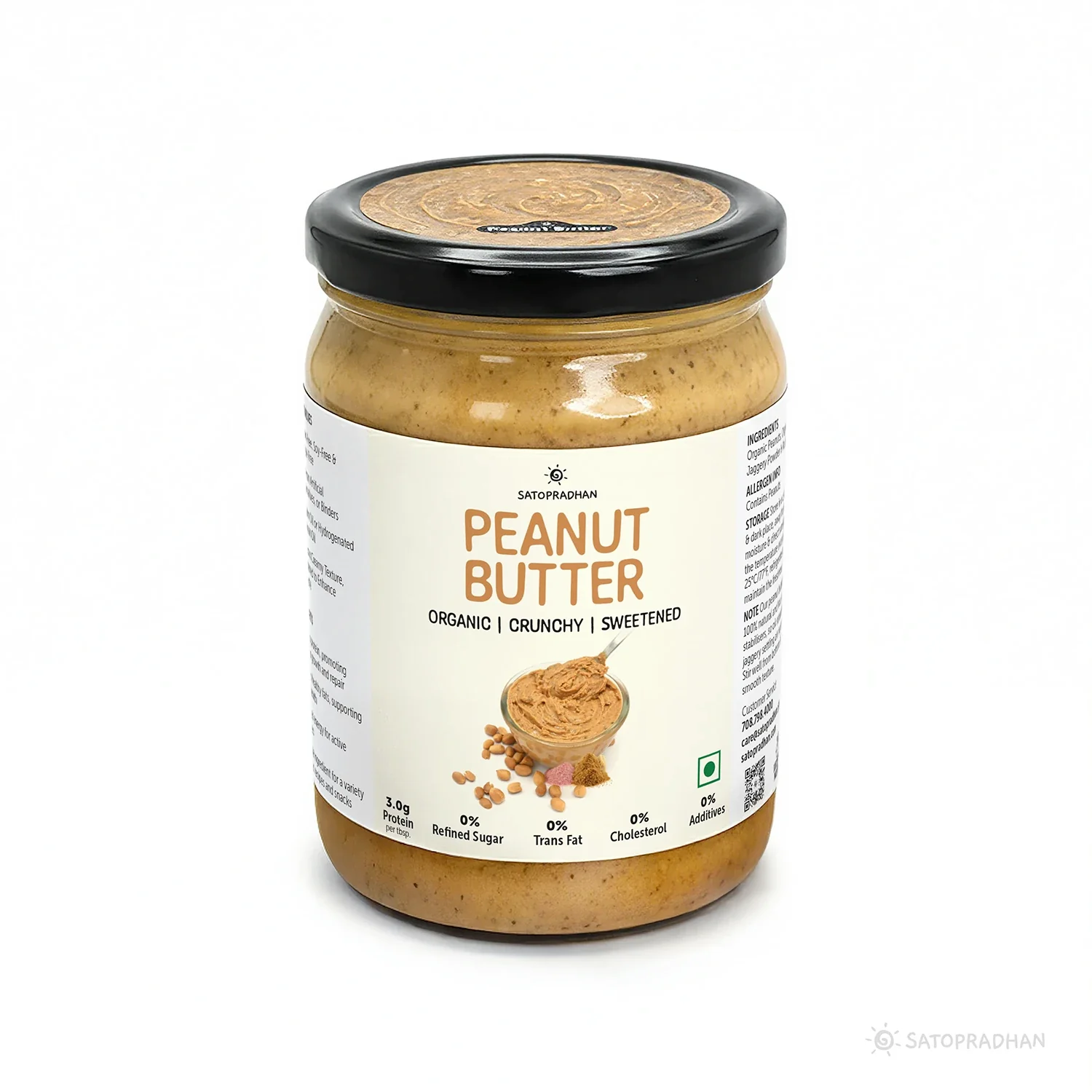 Natural Peanut Butter Crunchy 500g - Mildly Sweetened with Organic Jaggery Powder - All Natural, Gluten-Free, Organic, Healthy & Vegan - Ideal for Keto & Vegan Diets, Gym Goers, & Healthy Snacks - Image 9