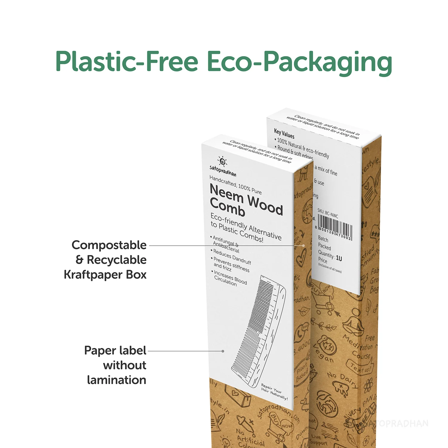 Neem Wood Comb - 100% Pure & Handcrafted - A Perfect Substitute for Plastic Combs - Image 5