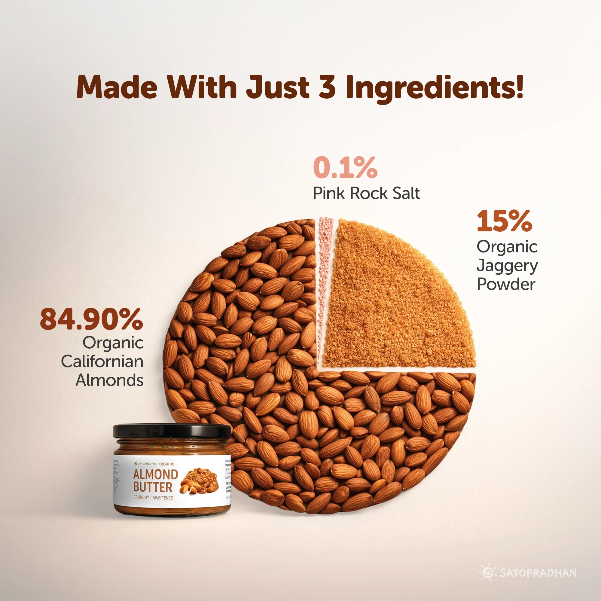 Sweetened Almond Butter 200g - Made with Organically Grown Californian Badam Giri - Crunchy, Organic & Smooth Almond Butter Spread - Nut Butter - Keto Friendly - No Refined Sugar - Almond Spread - Natural Almond Butter - Image 4