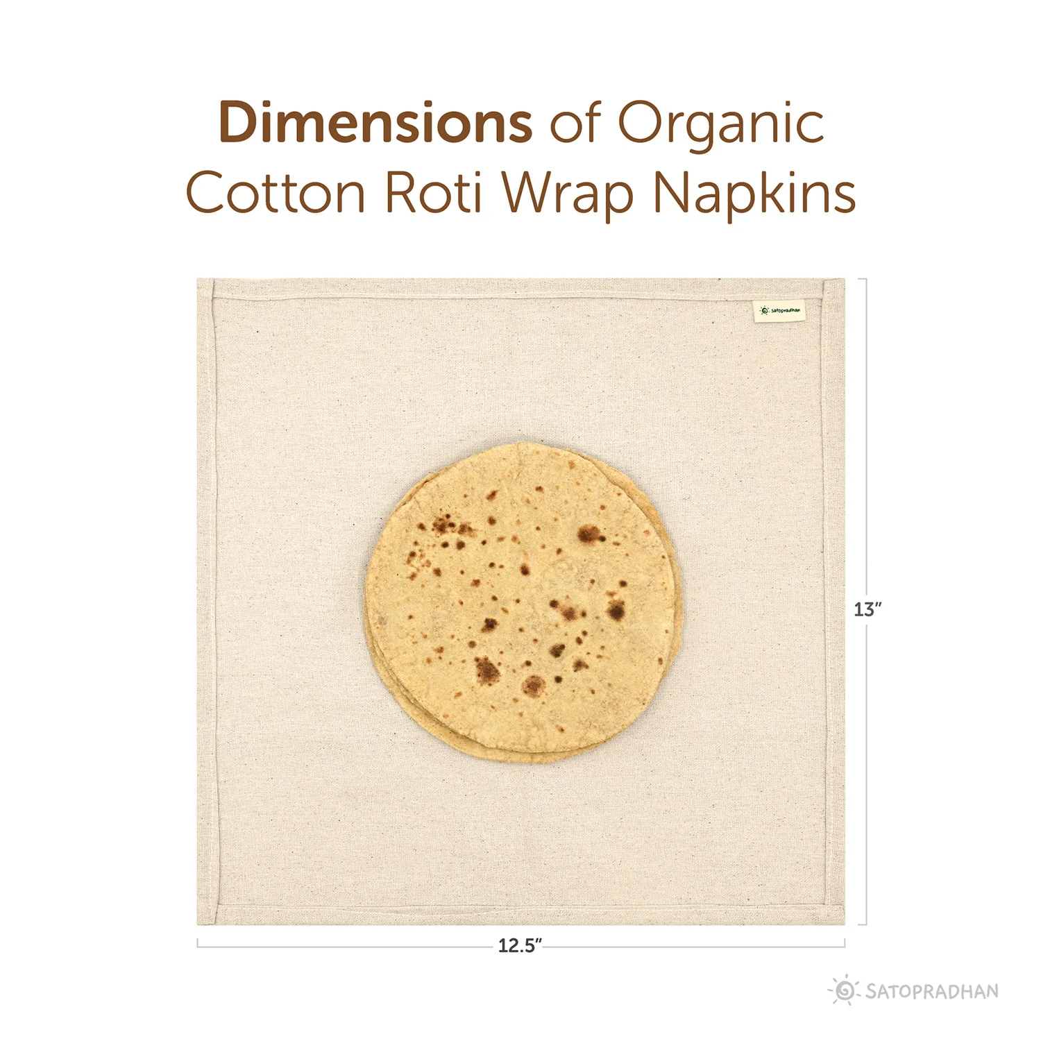 Chapati/Roti Wrap Cloth - Set of 6 Organic Cotton Roti Cover Rumals for Tiffin 12.5”x13” - Reusable Food Wrap - GOTS Certified Organic Cotton - Chapati Wrapping Cloth - Chapati Warmer Cloth - Cloth for Keeping Rotis - Image 4