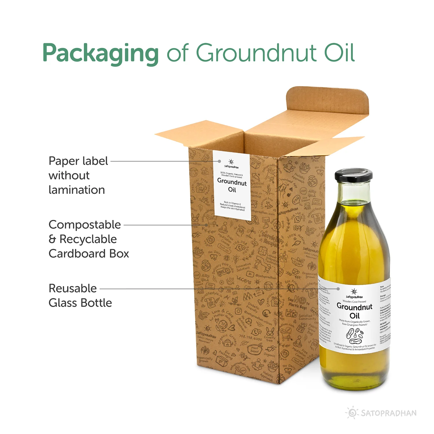 Organic Groundnut/Peanut Oil - Mungfali Ka Tel 1000 ml - Pure, Unrefined, Single-Filtered, Virgin & Wooden Cold-pressed | No Preservatives| Packed in a Reusable Glass Bottle | Kacchi Ghani - Image 5