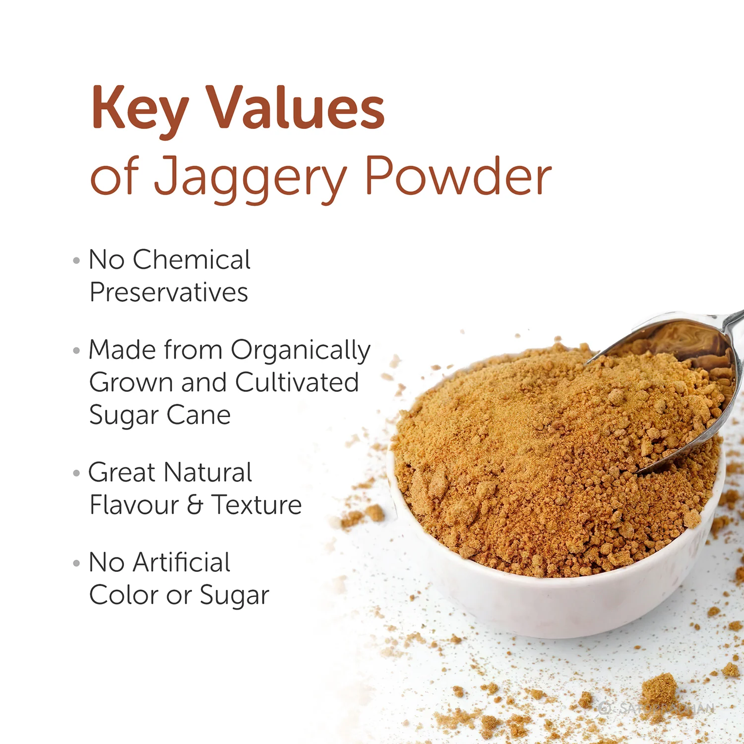 Jaggery Powder-  100% Organic, Natural &  Chemical-Free Desi Shakkar- Choose from 800g or 4.5kg - A Pure & Healthier Sugar Alternative - Dark Brown with Pleasant Flavour - Image 2