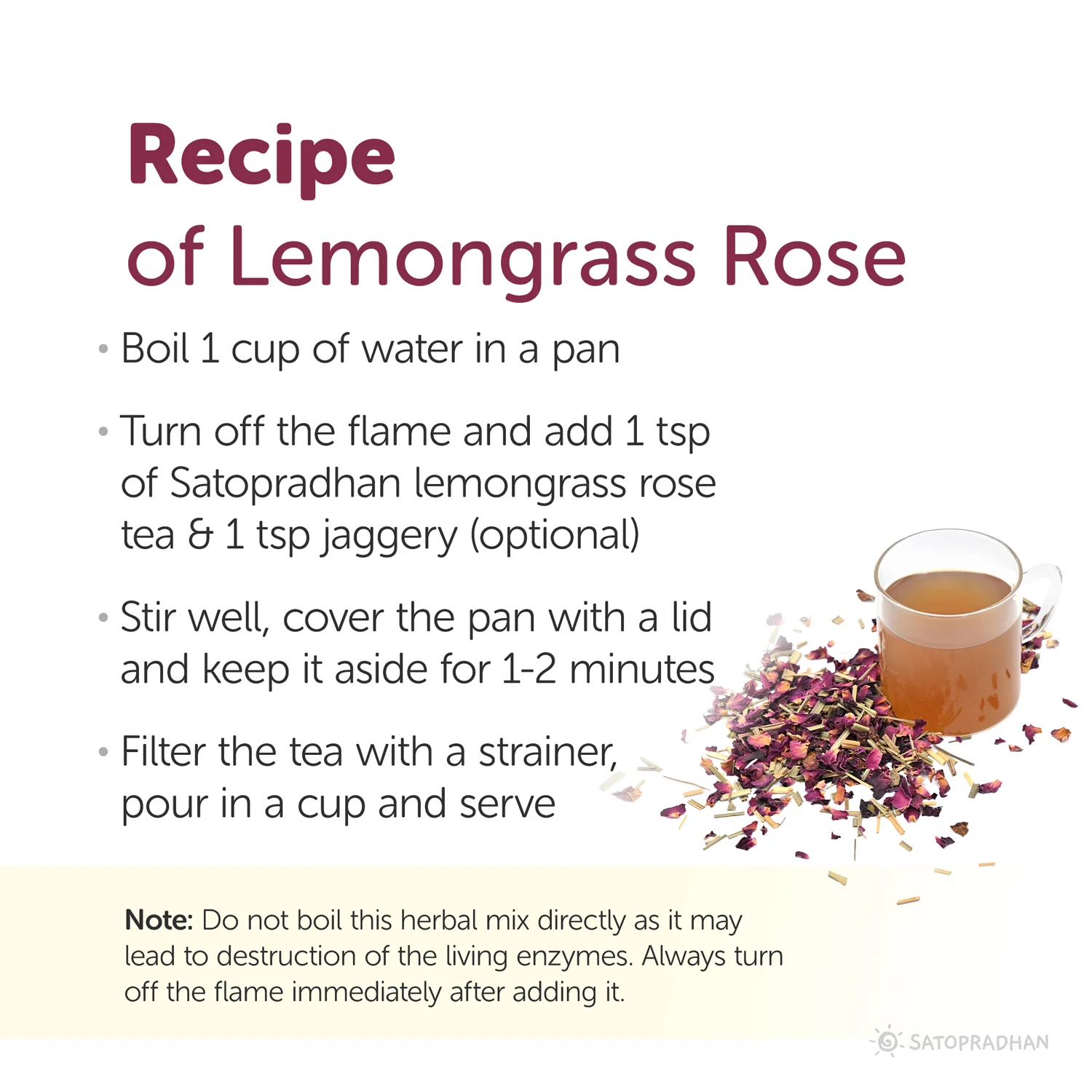 Lemongrass Rose Herbal Drink 25g - Organic - Sugar-free & Caffeine Free - Supports Weight Loss, Helps with PCOS, High Blood Pressure, Anxiety & Detox - Best Drink for Digestion - Image 3
