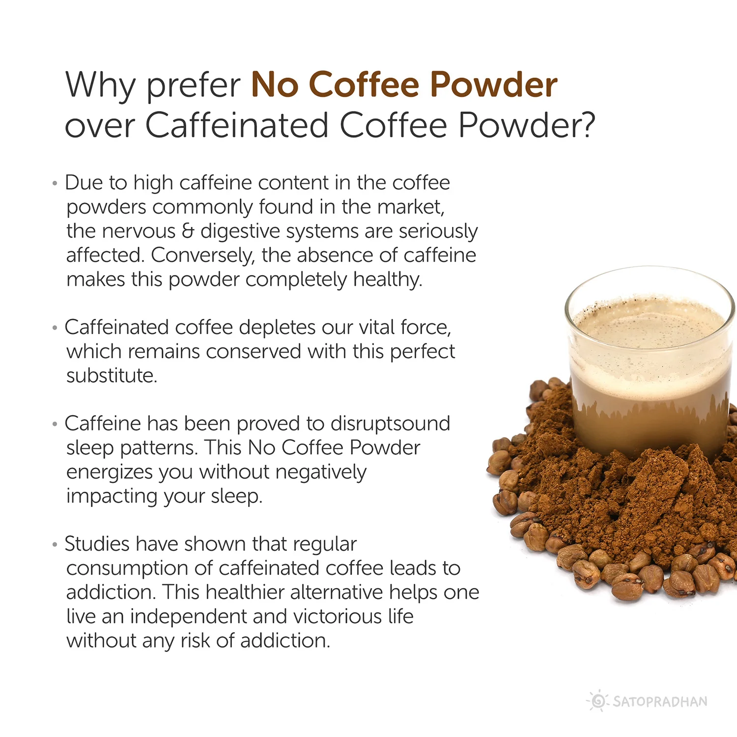 noCoffee Chickpea Powder - 100g - Prepared using Roasted Chickpeas/Kabuli Chana - No Caffeine Coffee Alternative - Coffee Without Caffeine - Plant Based Coffee - Vegan Coffee - Non-Caffeinated Coffee Alternative - Image 3