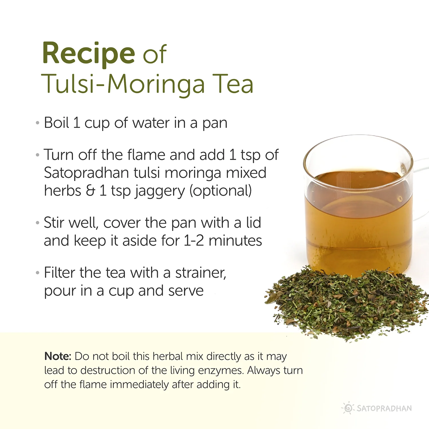 Tulsi Moringa Herbal Drink 25g - Caffeine-Free Loose Leaf with Refreshing Peppermint for Cold, Cough, & Fever - Supports Immunity, Weight Loss, Skin & Hair Health - Image 3