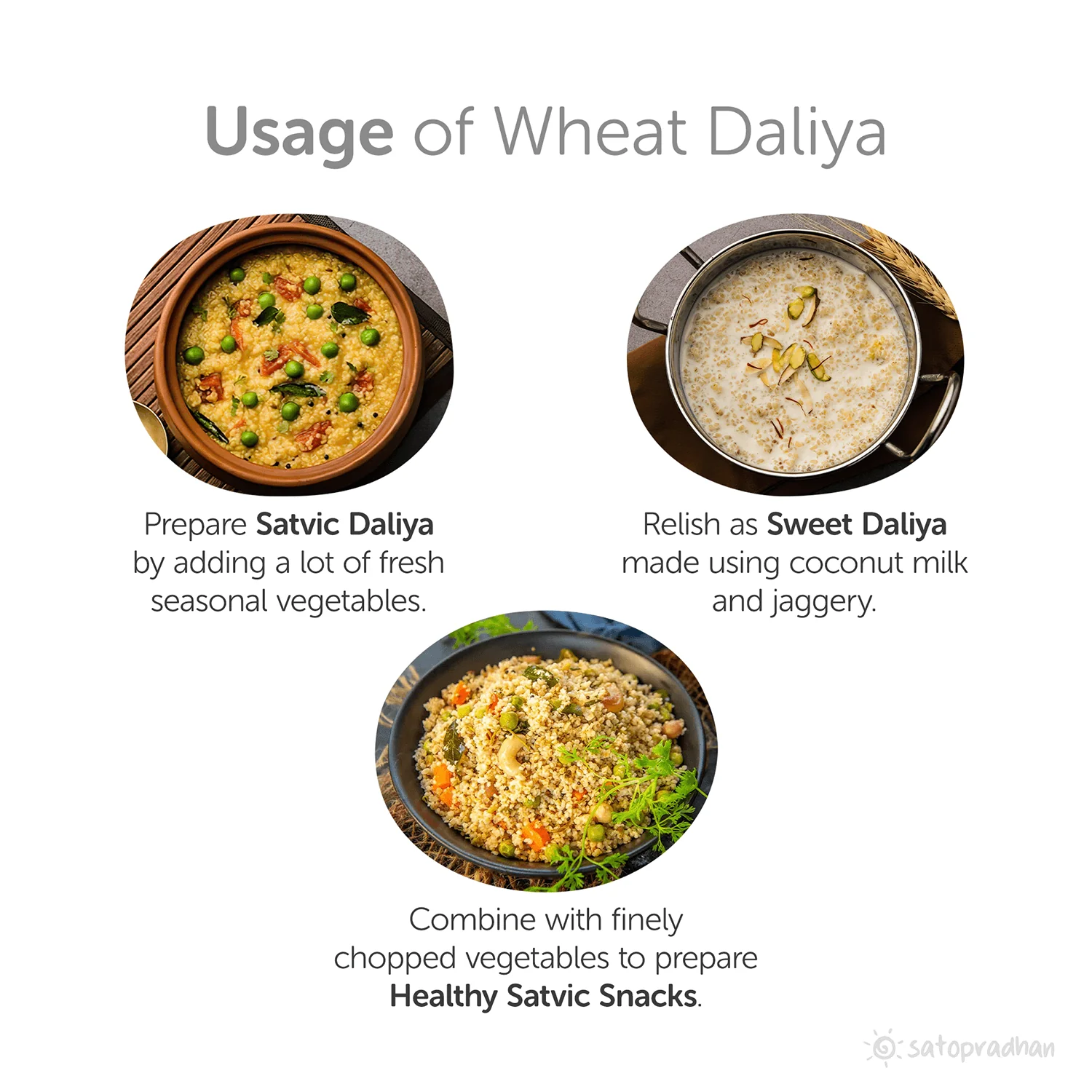 Durum Wheat Daliya 800g - Organic, Wholesome & Unrefined Indian Durum Wheat Porridge - Broken Wheat Grains With Husk- Gehu ka Dalia - Image 3