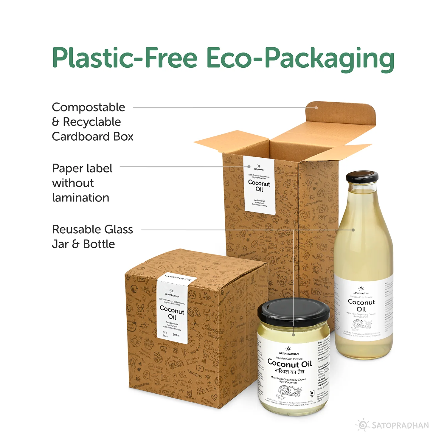 Coconut Oil - 100% Organic, Virgin  & Wooden Cold-pressed- Choose from 1000ml or 500ml Multipurpose Oil Without Chemicals in a Reusable Glass Bottle (Kachi Ghani) - Image 7