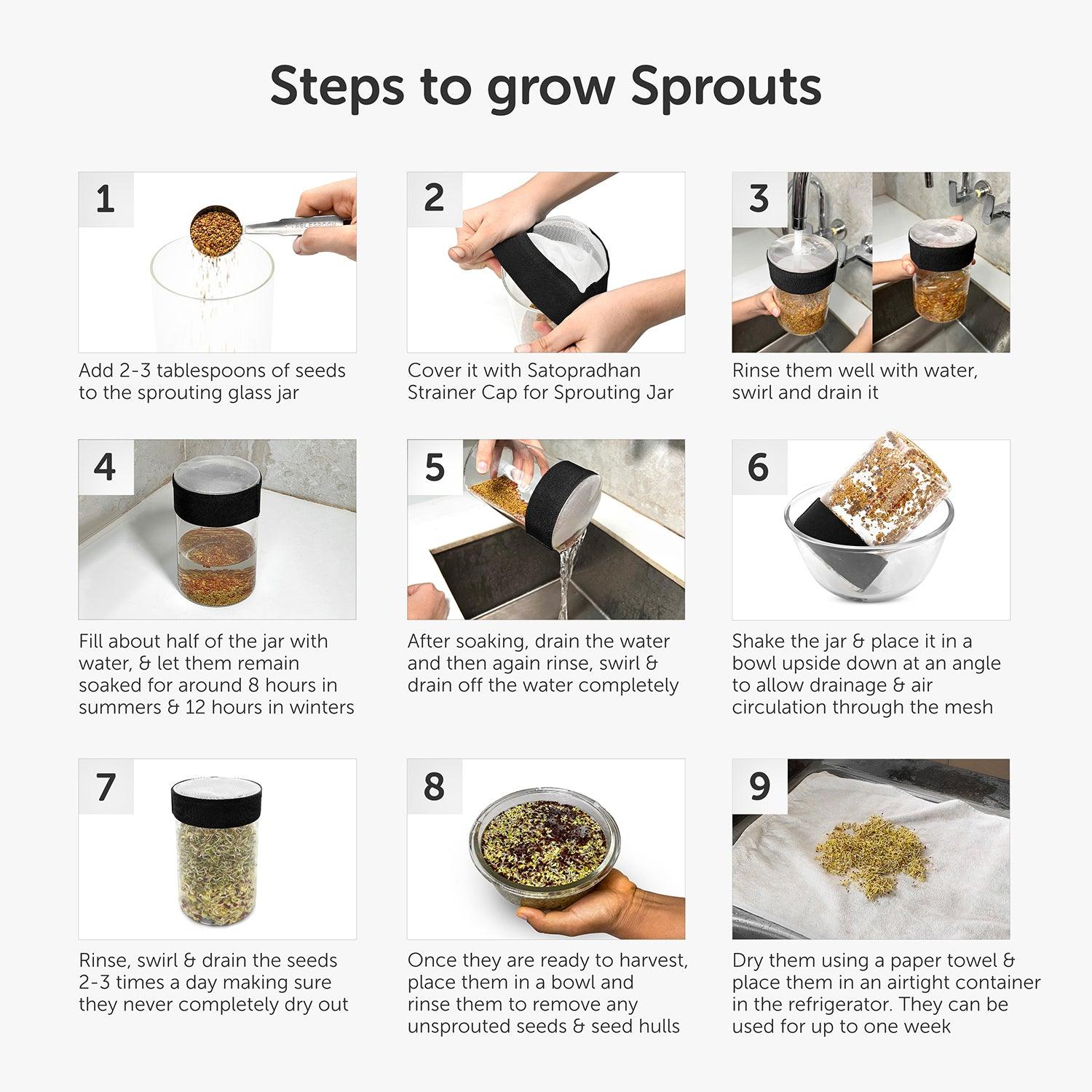 Sprouting Jar Kit - Unique Strainer Cap and Seed Mix Pack - Thoughtfully Designed & Easy to Use DIY Growing Kit - Image 3