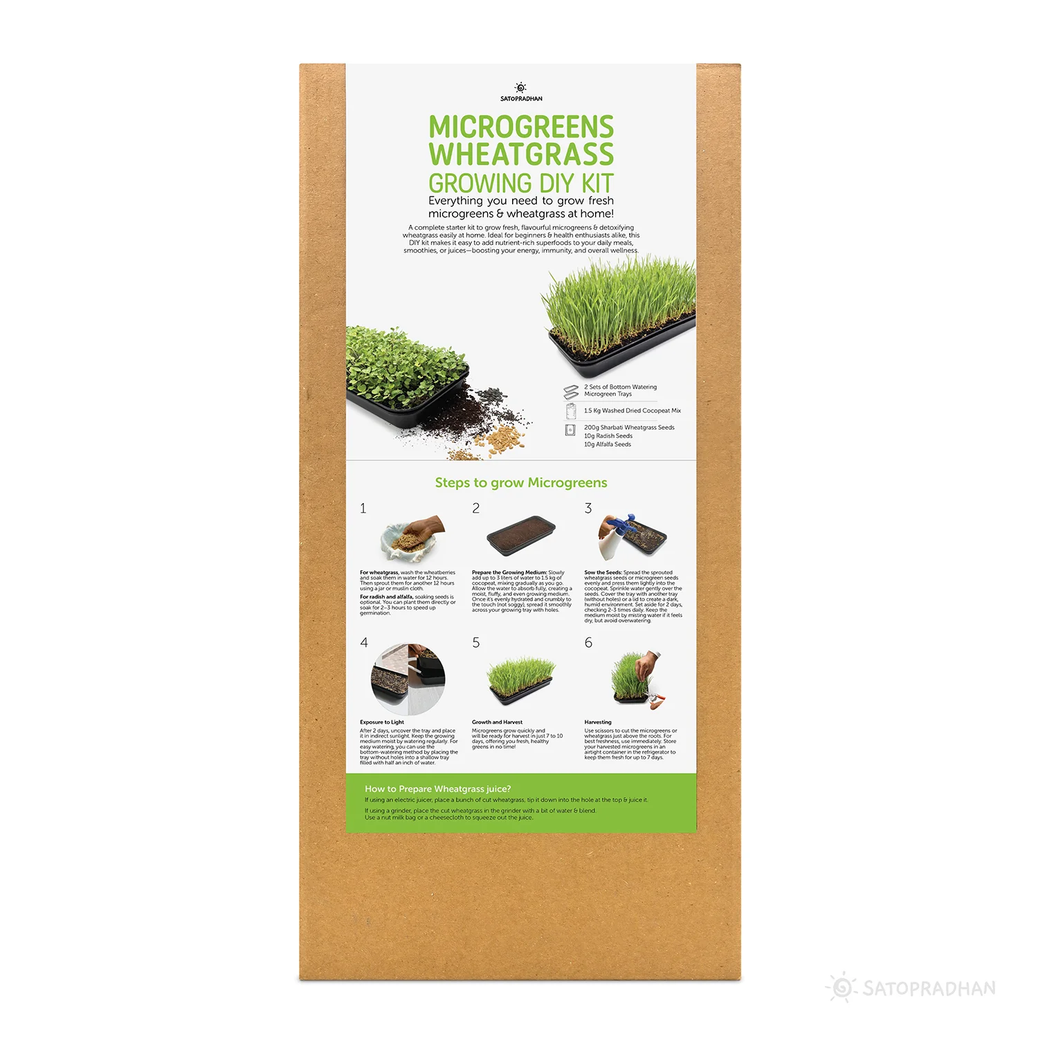 Microgreen & Wheatgrass Growing Kit -  Easy to Use DIY Kitchen Gardening Set - 4 Reusable Trays, Soilless Cocopeat Mix with Fenugreek, Alfalfa & Wheatgrass Seeds - Image 7